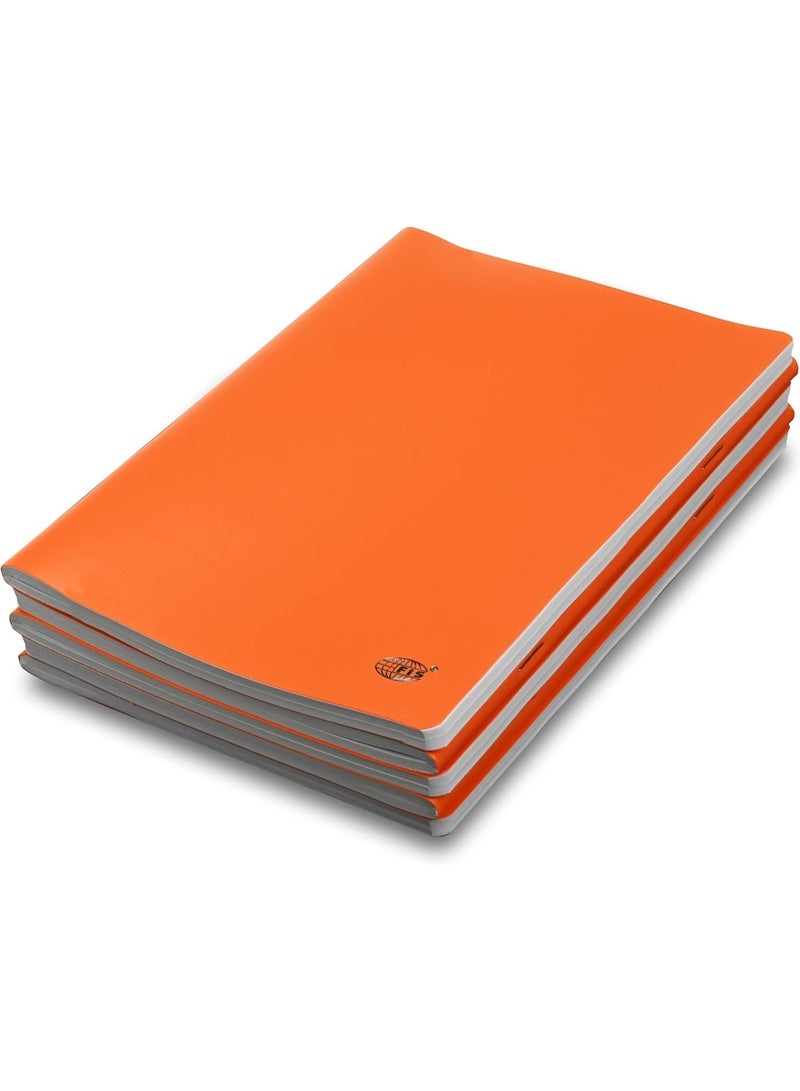 FIS Notebook, A5 Size(148x210mm), PP Soft Cover Materials, Stong Binding Wire, 80 Sheets, Plain No Ruling, Rounded Corners, Packet of 5 Pieces, Neon Orange Cover Design-FSNBA5PLPPNOR - Image 1